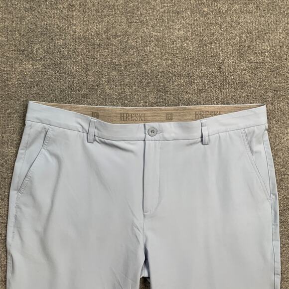 Hreski Pants Mens 38 Baby Blue Moisture Wicking Performance Chino Golf 27 Inseam - Picture 3 of 13